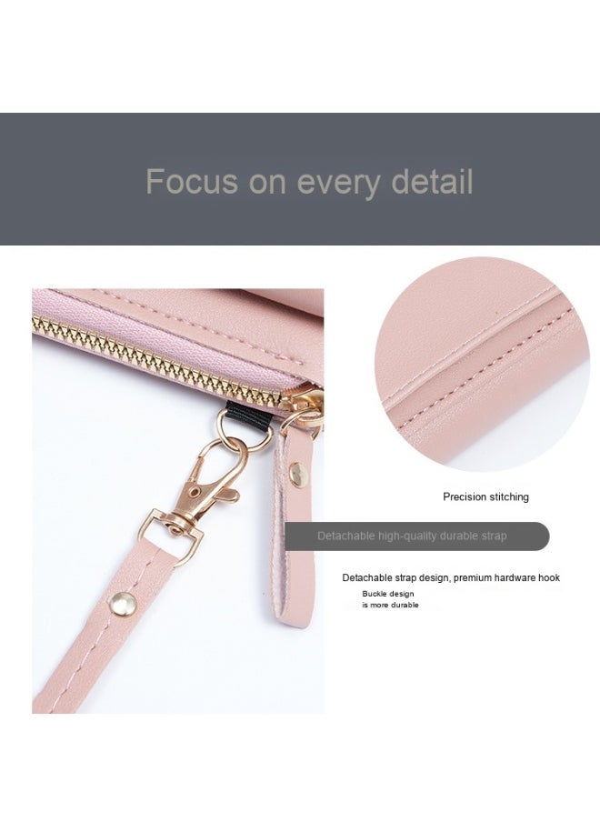 New Fashion Korean Single Shoulder Crossbody Bag Large Capacity Women's Long Purse Solid Color Purse Phone Wallet