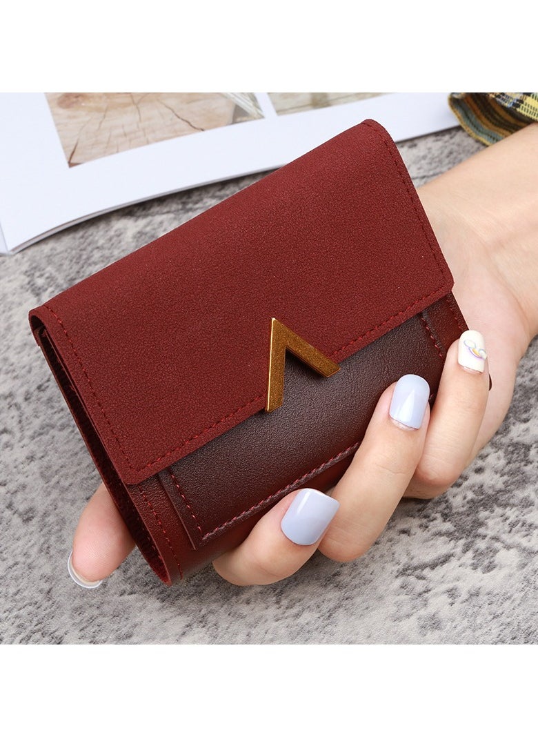 New Triple Fold Women's Purse Short Retro Card Bag PU Imitation Leather Simple Folding Student Wallet Woman