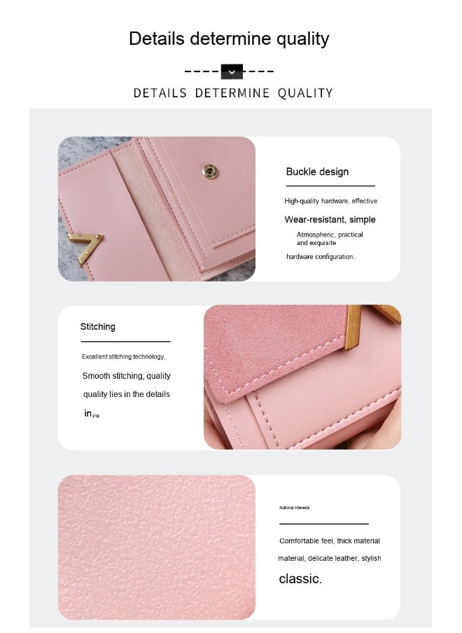 New Triple Fold Women's Purse Short Retro Card Bag PU Imitation Leather Simple Folding Student Wallet Woman