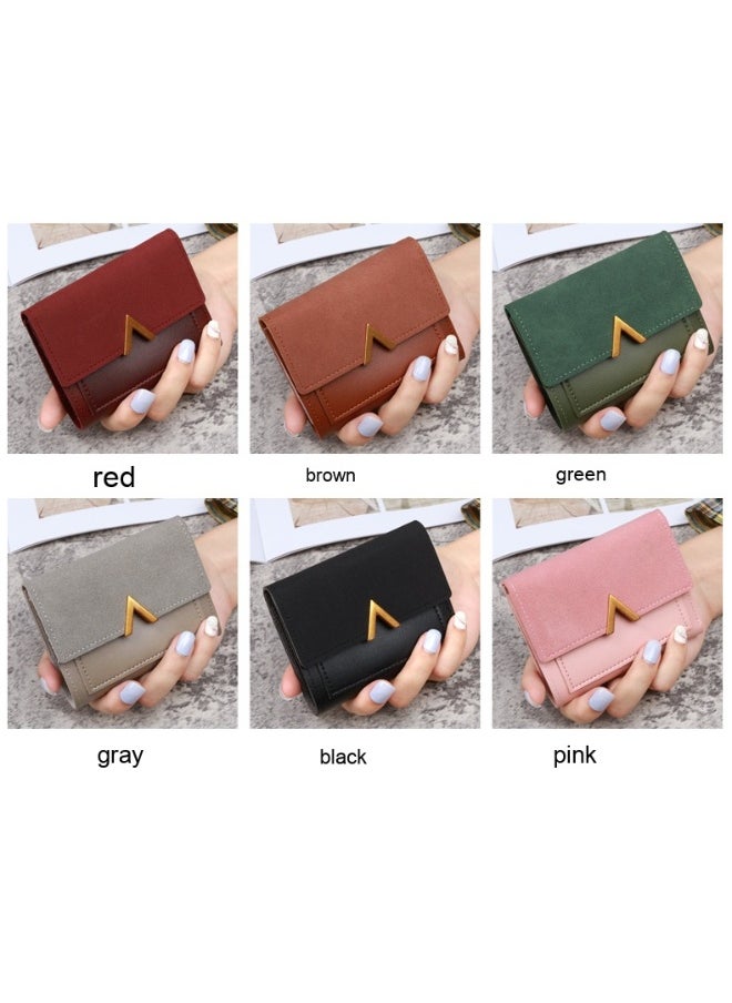 New Triple Fold Women's Purse Short Retro Card Bag PU Imitation Leather Simple Folding Student Wallet Woman