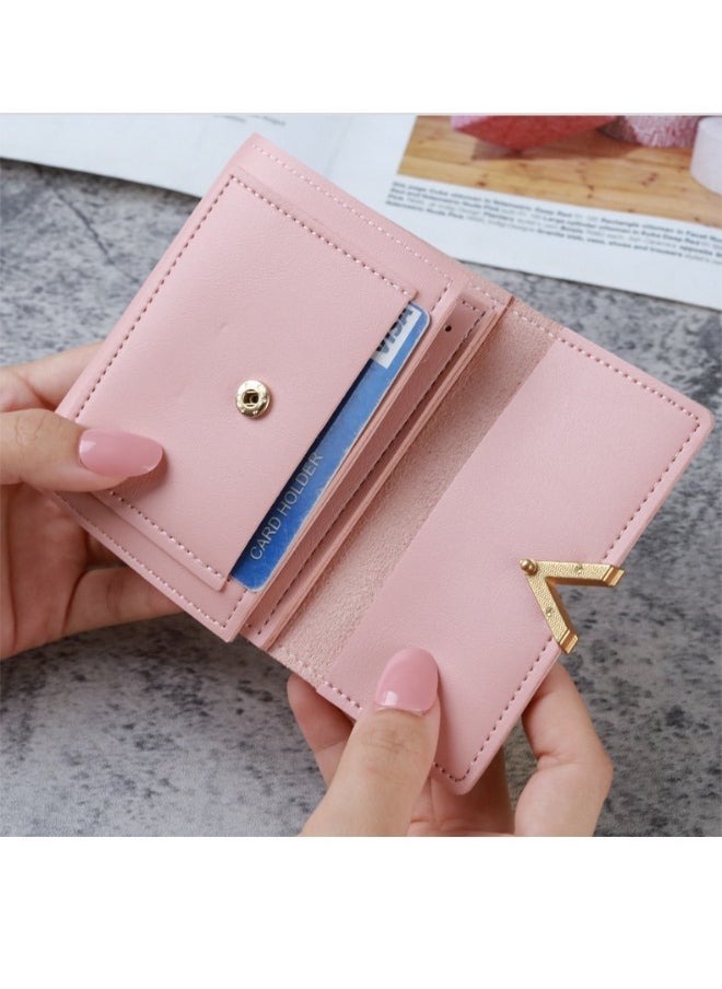 New Triple Fold Women's Purse Short Retro Card Bag PU Imitation Leather Simple Folding Student Wallet Woman