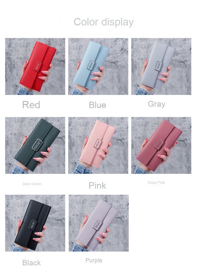 Ladies Purse Wallet PU Leather Long Women Wallet Card Holder Organiser Wallet Wristlet Clutch Wallet with Zipper Pocket Coin Purse Phone Wallet
