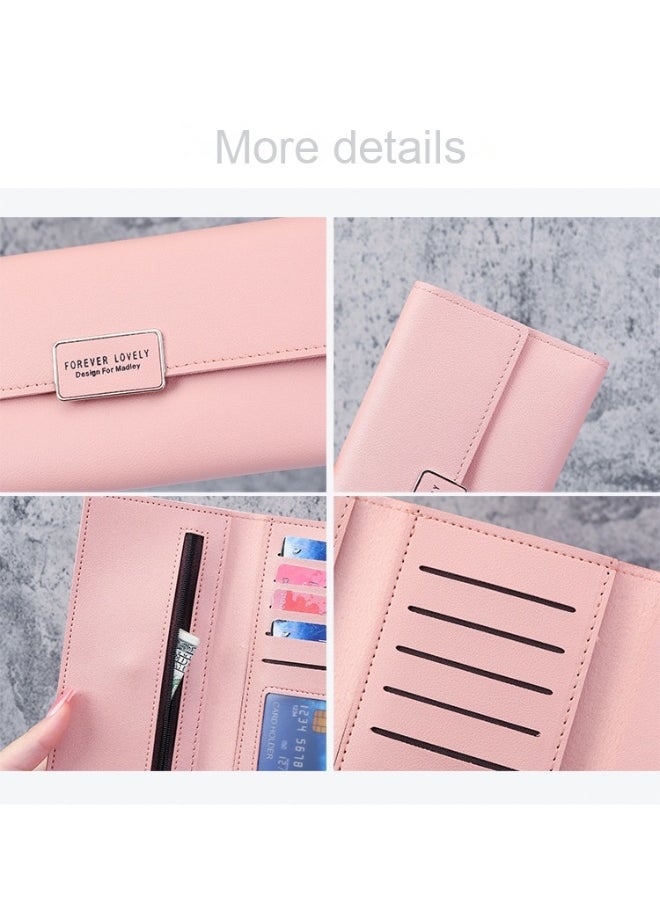 Ladies Purse Wallet PU Leather Long Women Wallet Card Holder Organiser Wallet Wristlet Clutch Wallet with Zipper Pocket Coin Purse Phone Wallet
