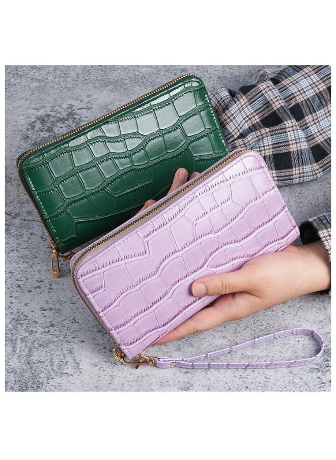 New Crocodile Pattern Small Fragrant PU Leathe Hand Bag Card Bag Multi-Functional Zipper Bag Advanced Purse Wallet