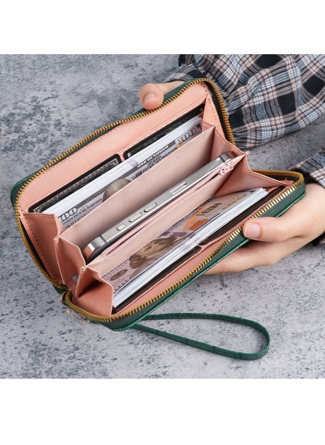 New Crocodile Pattern Small Fragrant PU Leathe Hand Bag Card Bag Multi-Functional Zipper Bag Advanced Purse Wallet