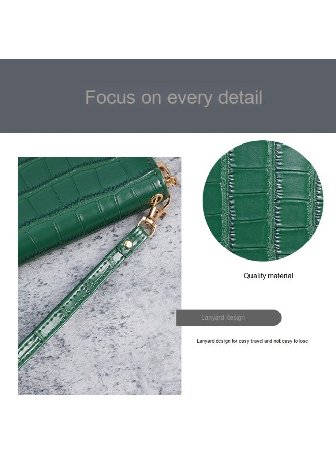 New Crocodile Pattern Small Fragrant PU Leathe Hand Bag Card Bag Multi-Functional Zipper Bag Advanced Purse Wallet