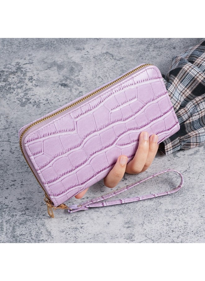 New Crocodile Pattern Small Fragrant PU Leathe Hand Bag Card Bag Multi-Functional Zipper Bag Advanced Purse Wallet