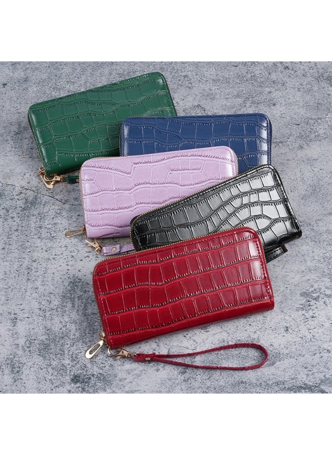 New Crocodile Pattern Small Fragrant PU Leathe Hand Bag Card Bag Multi-Functional Zipper Bag Advanced Purse Wallet