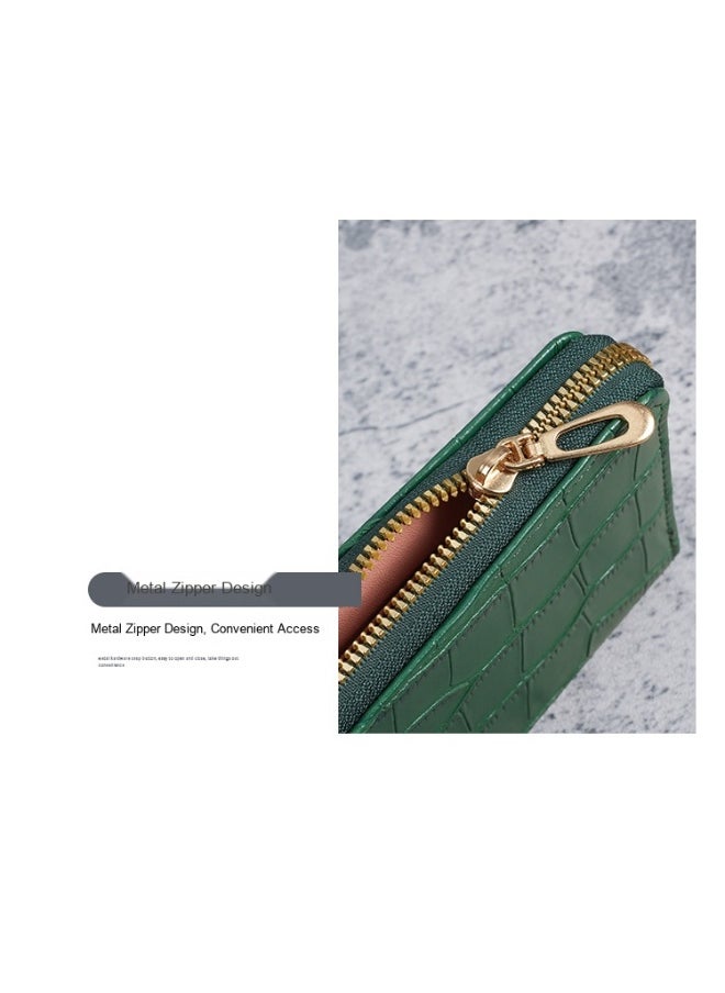 New Crocodile Pattern Small Fragrant PU Leathe Hand Bag Card Bag Multi-Functional Zipper Bag Advanced Purse Wallet