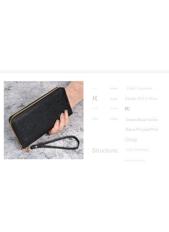 Ladies Purse Wallet PU Leather Long Women Wallet Card Holder Organiser Wallet Wristlet Clutch Wallet with Zipper Pocket Coin Purse Phone Wallet with Pendant