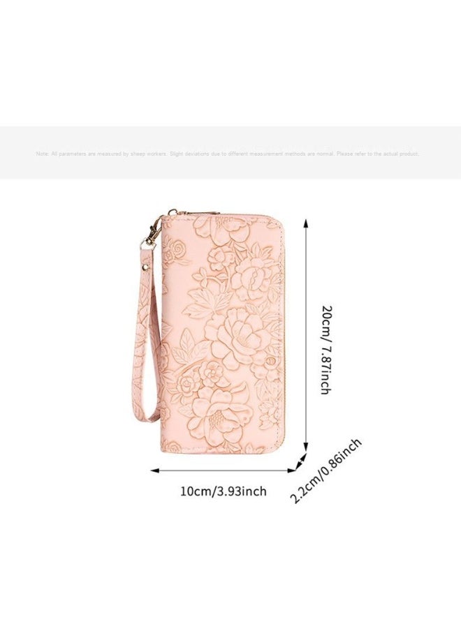 Ladies Purse Wallet PU Leather Long Women Wallet Card Holder Organiser Wallet Wristlet Clutch Wallet with Zipper Pocket Coin Purse Phone Wallet with Pendant