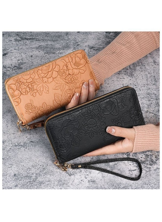 Ladies Purse Wallet PU Leather Long Women Wallet Card Holder Organiser Wallet Wristlet Clutch Wallet with Zipper Pocket Coin Purse Phone Wallet with Pendant