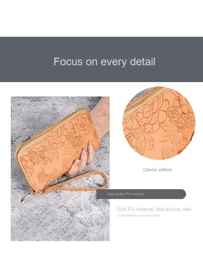 Ladies Purse Wallet PU Leather Long Women Wallet Card Holder Organiser Wallet Wristlet Clutch Wallet with Zipper Pocket Coin Purse Phone Wallet with Pendant
