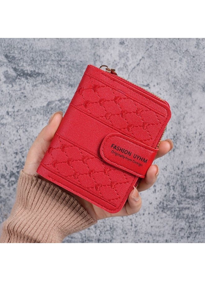 New Women's Purse Short Zipper Large Capacity Purse with Love Colorful Hand Bag Card Bag Wallet