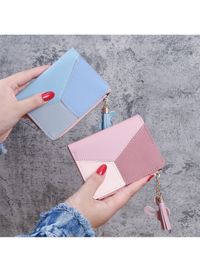 Ladies Purse Wallet PU Leather Mini Women Wallet Card Holder Organiser Wallet Wristlet Clutch Wallet with Zipper Pocket Coin Purse Phone Wallet with Tassel and Pendant