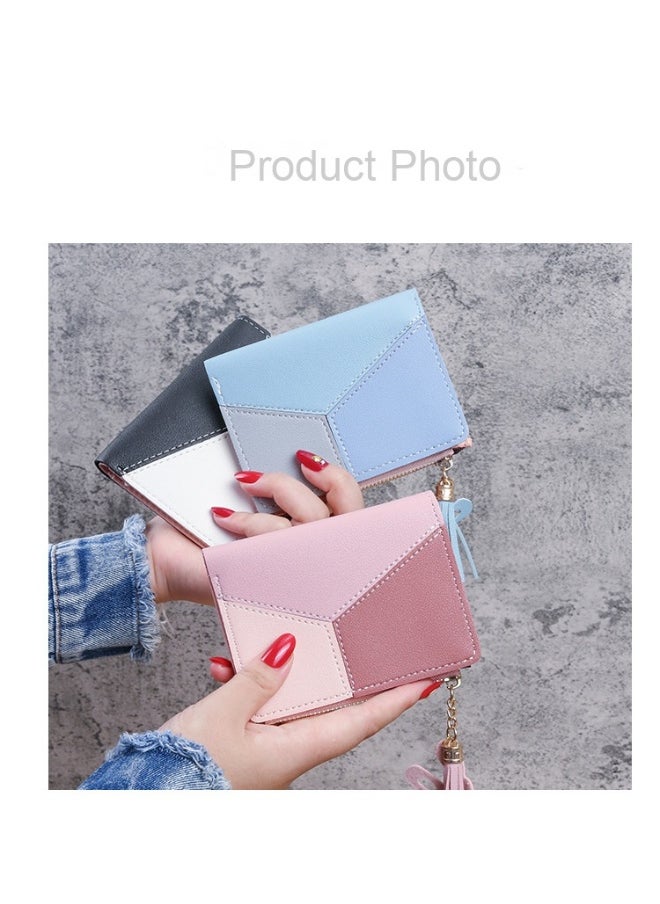 Ladies Purse Wallet PU Leather Mini Women Wallet Card Holder Organiser Wallet Wristlet Clutch Wallet with Zipper Pocket Coin Purse Phone Wallet with Tassel and Pendant