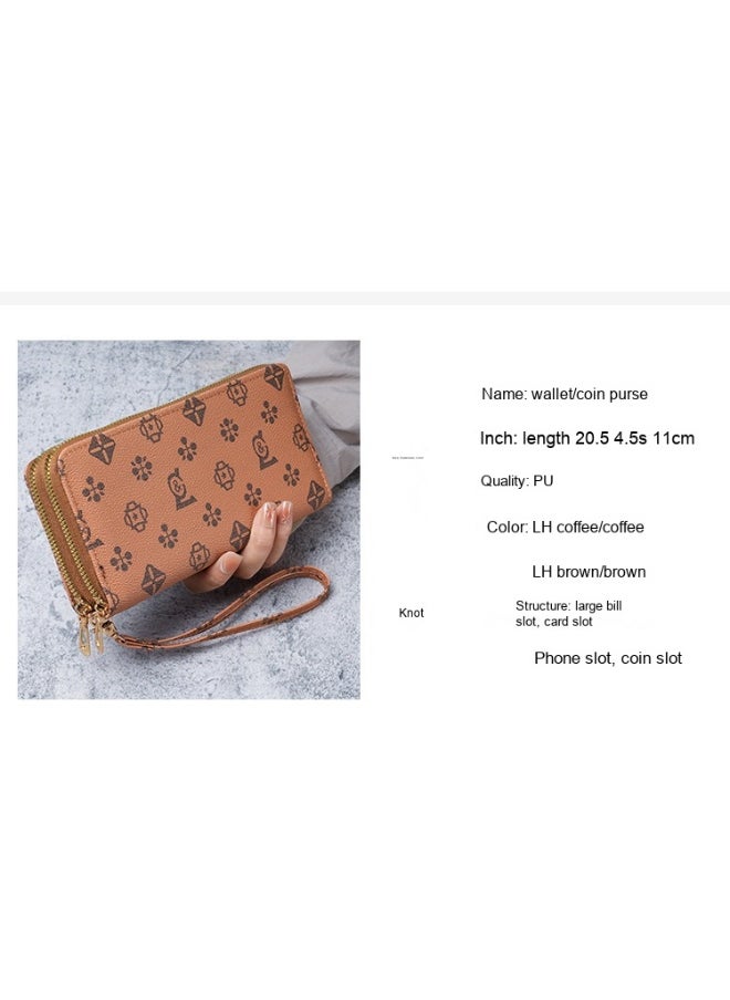 Ladies Purse Wallet PU Leather Long Women Wallet Card Holder Organiser Wallet Wristlet Clutch Wallet with Zipper Pocket Coin Purse Phone Wallet with Pendant
