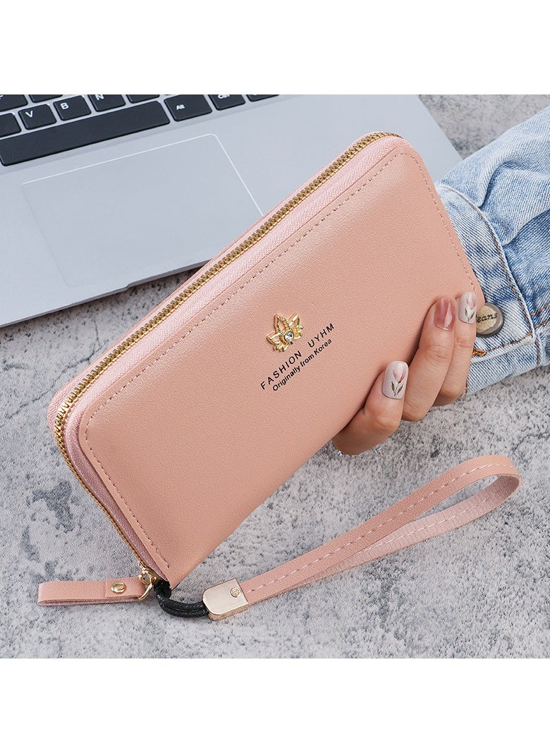 Ladies Purse Wallet PU Leather Long Women Wallet Card Holder Organiser Wallet Wristlet Clutch Wallet with Zipper Pocket Coin Purse Phone Wallet with Pendant