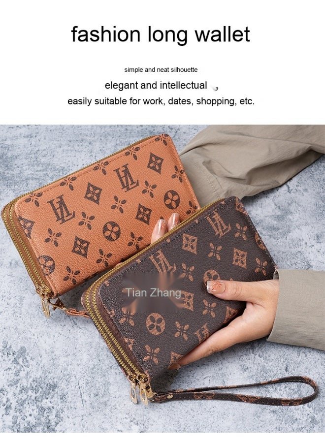 Ladies Purse Wallet PU Leather Long Women Wallet Card Holder Organiser Wallet Wristlet Clutch Wallet with Zipper Pocket Coin Purse Phone Wallet with Pendant