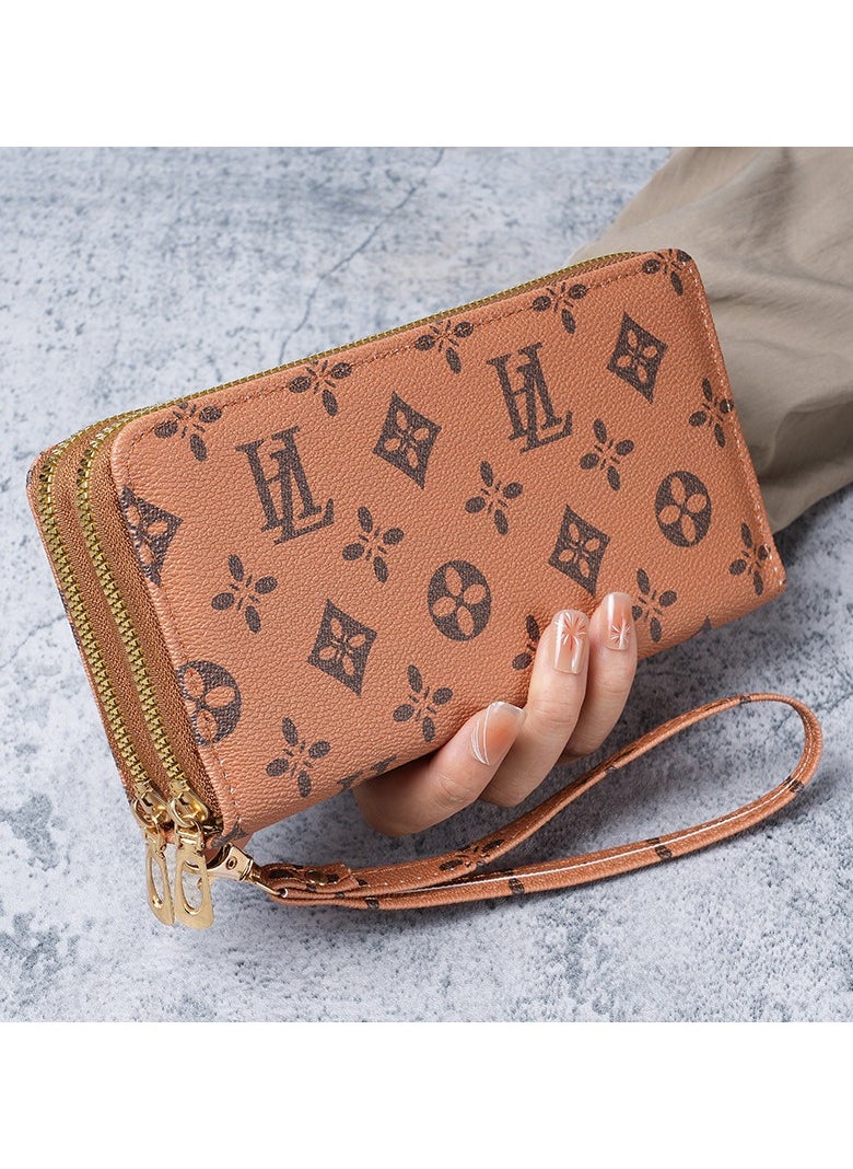 Ladies Purse Wallet PU Leather Long Women Wallet Card Holder Organiser Wallet Wristlet Clutch Wallet with Zipper Pocket Coin Purse Phone Wallet with Pendant