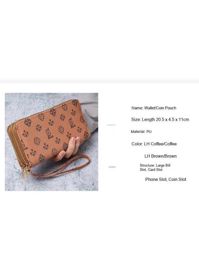 Ladies Purse Wallet PU Leather Long Women Wallet Card Holder Organiser Wallet Wristlet Clutch Wallet with Zipper Pocket Coin Purse Phone Wallet with Pendant