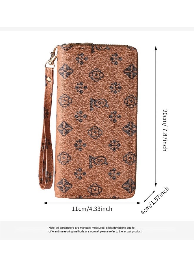 Ladies Purse Wallet PU Leather Long Women Wallet Card Holder Organiser Wallet Wristlet Clutch Wallet with Zipper Pocket Coin Purse Phone Wallet with Pendant