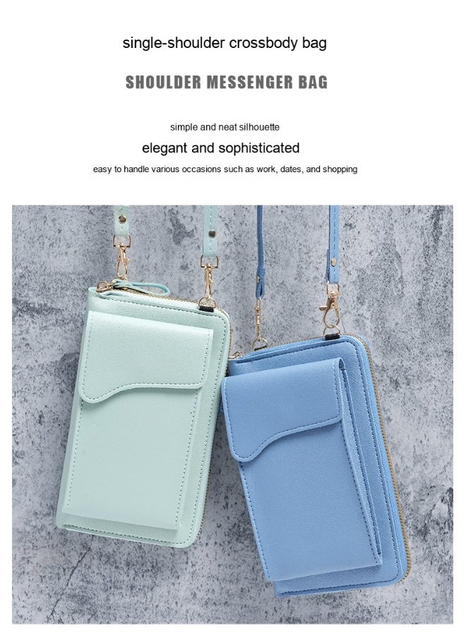 New Fashion Korean Single Shoulder Crossbody Bag Large Capacity Women's Long Purse Solid Color Purse Phone Wallet