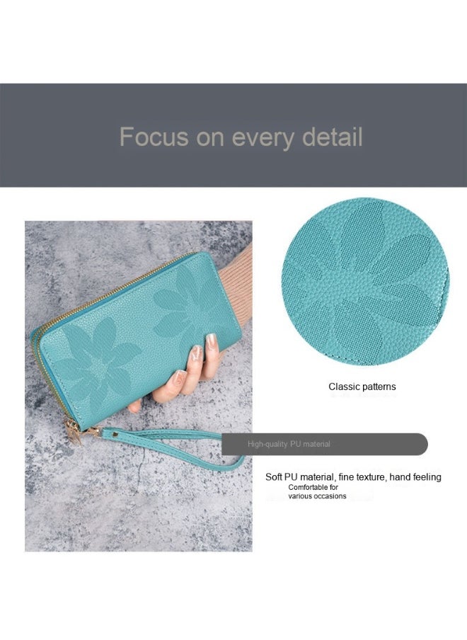 Ladies Purse Wallet PU Leather Long Women Wallet Card Holder Organiser Wallet Wristlet Clutch Wallet with Zipper Pocket Coin Purse Phone Wallet with Pendant