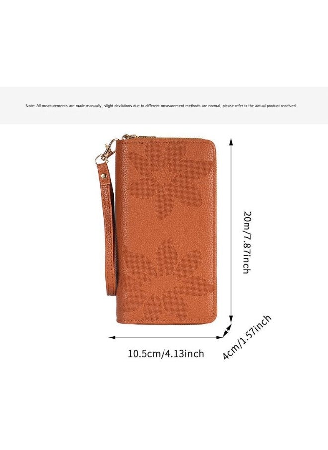Ladies Purse Wallet PU Leather Long Women Wallet Card Holder Organiser Wallet Wristlet Clutch Wallet with Zipper Pocket Coin Purse Phone Wallet with Pendant