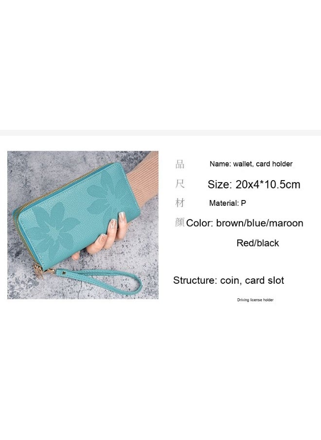 Ladies Purse Wallet PU Leather Long Women Wallet Card Holder Organiser Wallet Wristlet Clutch Wallet with Zipper Pocket Coin Purse Phone Wallet with Pendant