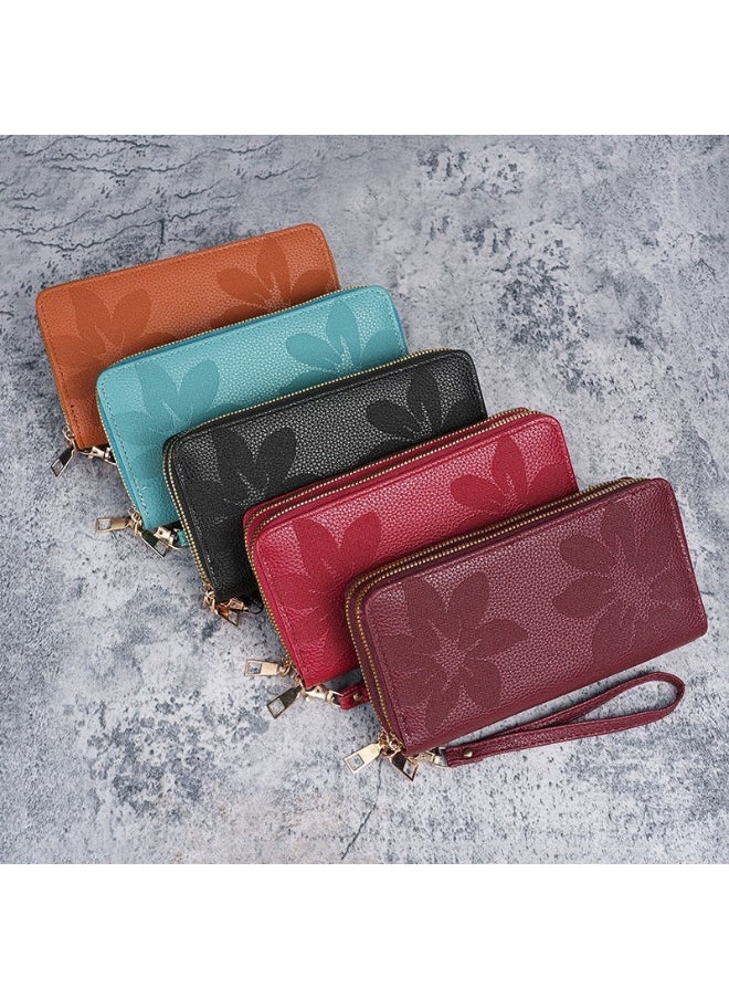 Ladies Purse Wallet PU Leather Long Women Wallet Card Holder Organiser Wallet Wristlet Clutch Wallet with Zipper Pocket Coin Purse Phone Wallet with Pendant