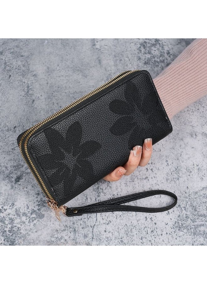 Ladies Purse Wallet PU Leather Long Women Wallet Card Holder Organiser Wallet Wristlet Clutch Wallet with Zipper Pocket Coin Purse Phone Wallet with Pendant