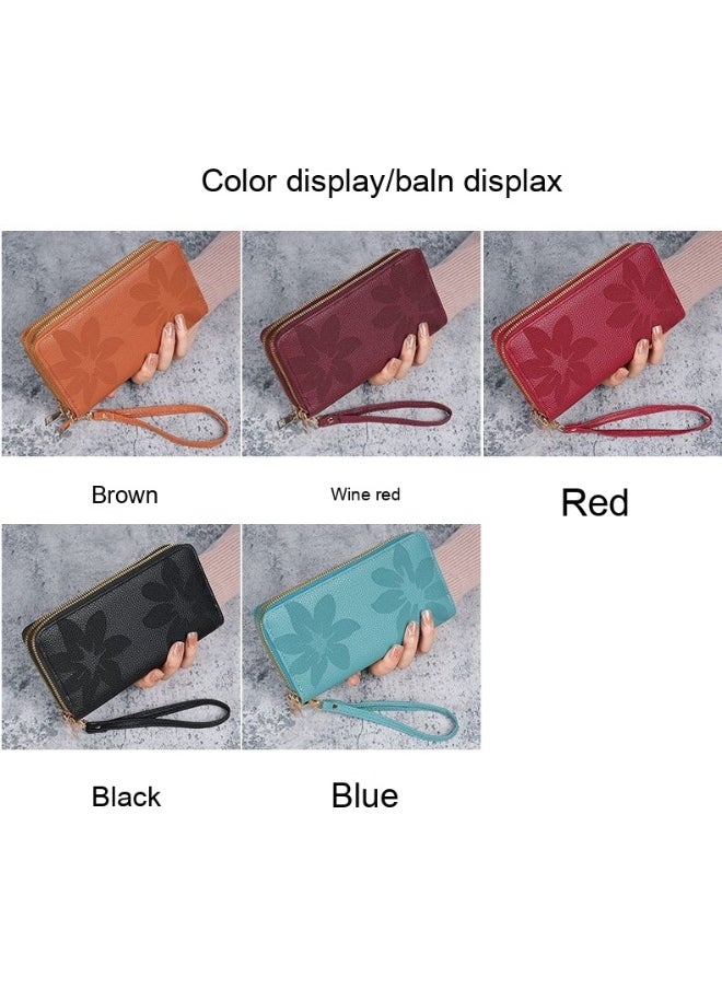 Ladies Purse Wallet PU Leather Long Women Wallet Card Holder Organiser Wallet Wristlet Clutch Wallet with Zipper Pocket Coin Purse Phone Wallet with Pendant