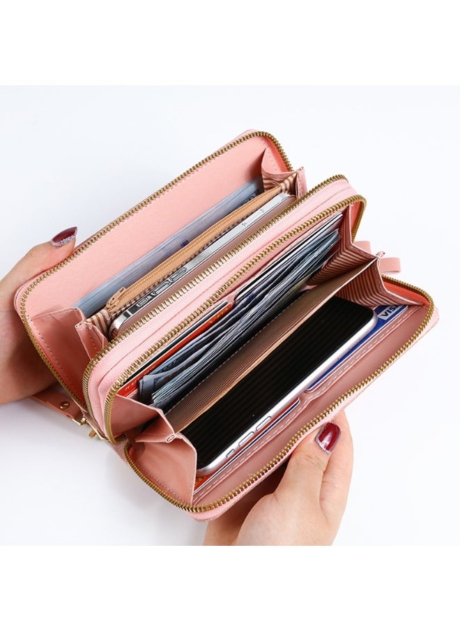 Ladies Purse Wallet PU Leather Long Women Wallet Card Holder Organiser Wallet Wristlet Clutch Wallet with Zipper Pocket Coin Purse Phone Wallet with Pendant