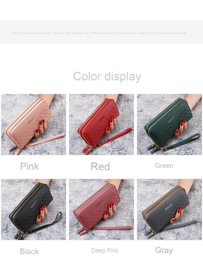 Ladies Purse Wallet PU Leather Long Women Wallet Card Holder Organiser Wallet Wristlet Clutch Wallet with Zipper Pocket Coin Purse Phone Wallet with Pendant
