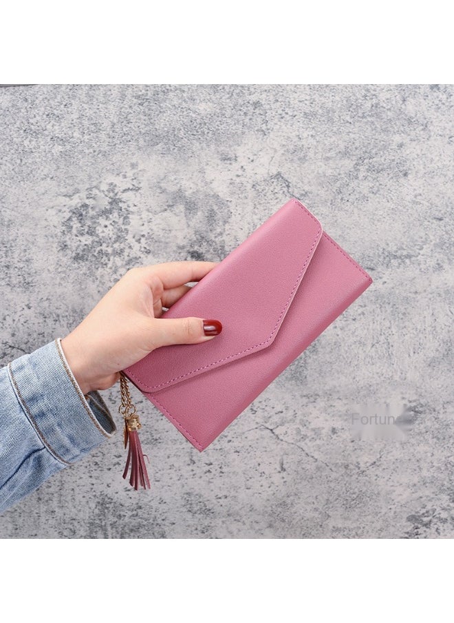 Ladies Purse Wallet PU Leather Long Women Wallet Card Holder Organiser Wallet Wristlet Clutch Wallet with Zipper Pocket Coin Purse Phone Wallet with Tassel and Pendant