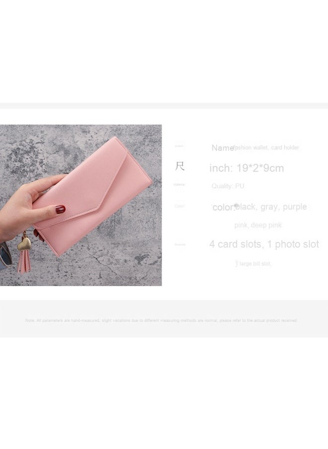 Ladies Purse Wallet PU Leather Long Women Wallet Card Holder Organiser Wallet Wristlet Clutch Wallet with Zipper Pocket Coin Purse Phone Wallet with Tassel and Pendant
