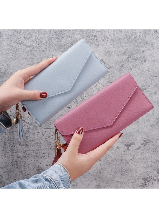 Ladies Purse Wallet PU Leather Long Women Wallet Card Holder Organiser Wallet Wristlet Clutch Wallet with Zipper Pocket Coin Purse Phone Wallet with Tassel and Pendant