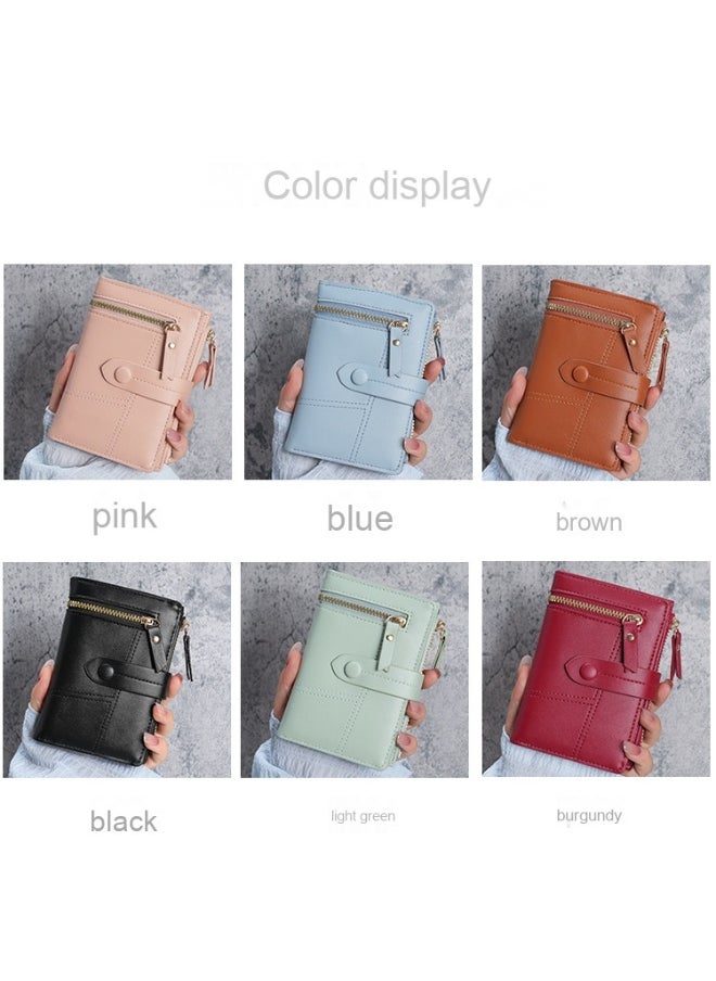 New Women's Purse PU Leather Short Zipper Purse Three Fold Wallet Card Holder Organiser