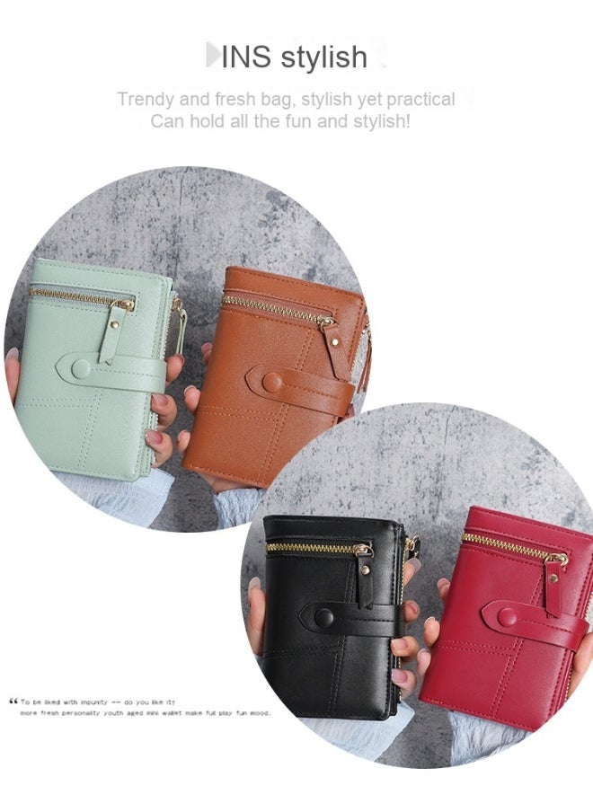 New Women's Purse PU Leather Short Zipper Purse Three Fold Wallet Card Holder Organiser
