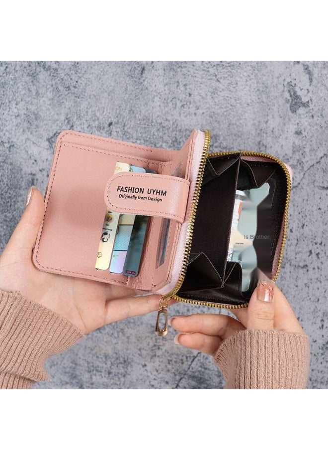 New Women's Purse Short Zipper Large Capacity Purse with Love Colorful Hand Bag Card Bag Wallet