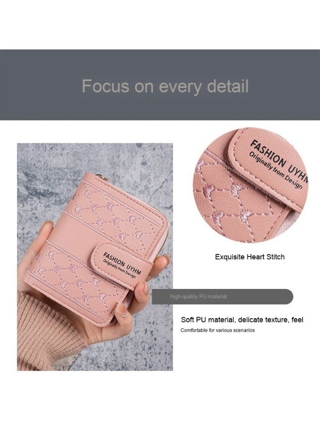 New Women's Purse Short Zipper Large Capacity Purse with Love Colorful Hand Bag Card Bag Wallet