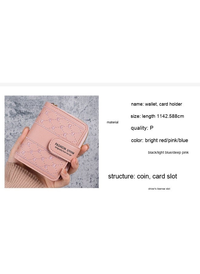 New Women's Purse Short Zipper Large Capacity Purse with Love Colorful Hand Bag Card Bag Wallet