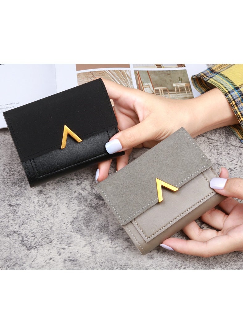 New Triple Fold Women's Purse Short Retro Card Bag PU Imitation Leather Simple Folding Student Wallet Woman