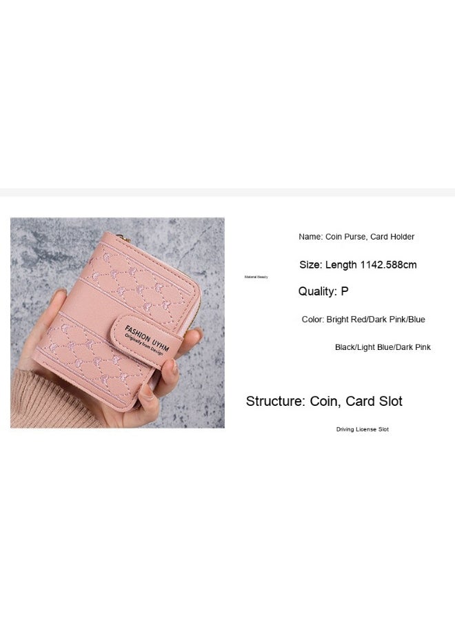 New Women's Purse Short Zipper Large Capacity Purse with Love Colorful Hand Bag Card Bag Wallet