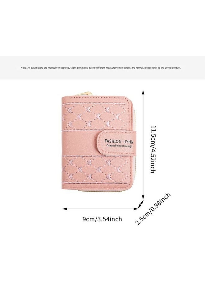 New Women's Purse Short Zipper Large Capacity Purse with Love Colorful Hand Bag Card Bag Wallet