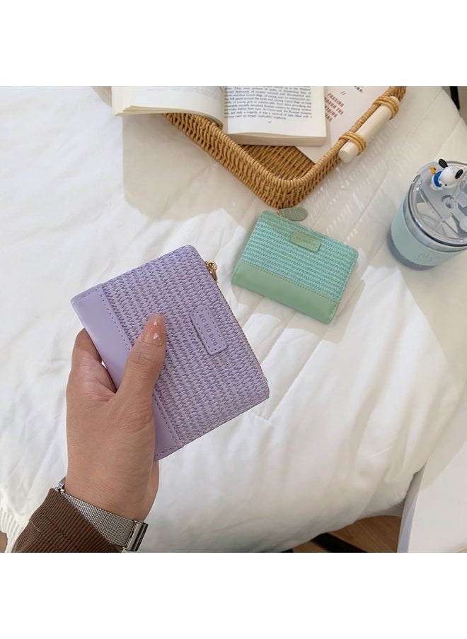 Korean Simple Small Wallet Women's Purse Short Folding Thin Solid Color Simple Student Fashion Coin Purse