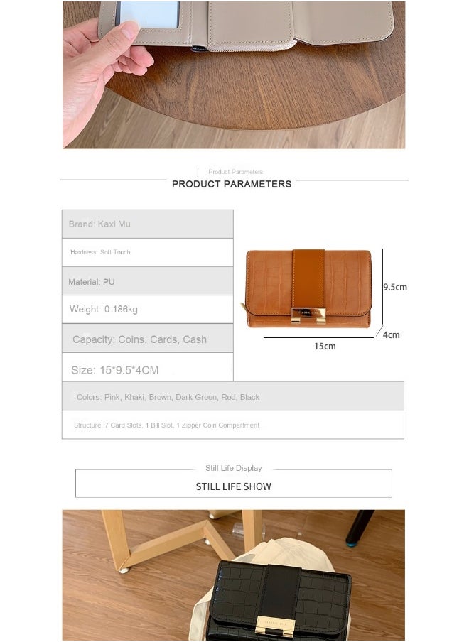 Ladies Purse Wallet PU Leather Short Women Wallet Card Holder Organiser Wallet Wristlet Clutch Wallet with Zipper Pocket Coin Purse