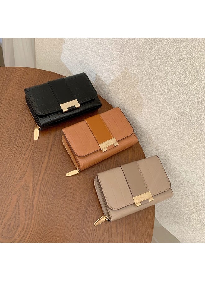Ladies Purse Wallet PU Leather Short Women Wallet Card Holder Organiser Wallet Wristlet Clutch Wallet with Zipper Pocket Coin Purse