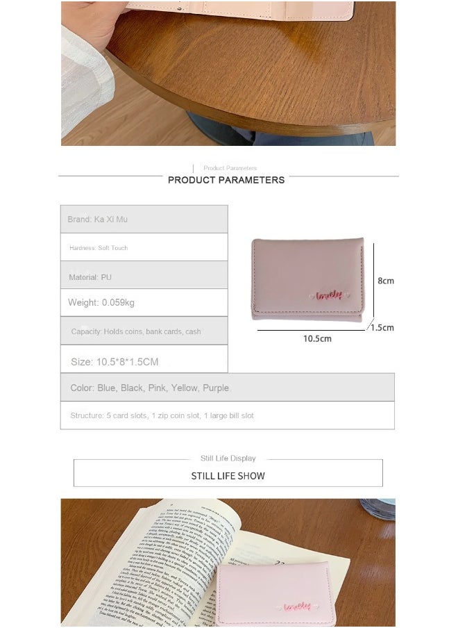 Korean Lovely Letter Small Purse Women's Purse Short Folding Large Capacity Simple Student Fashion Coin Wallet Card